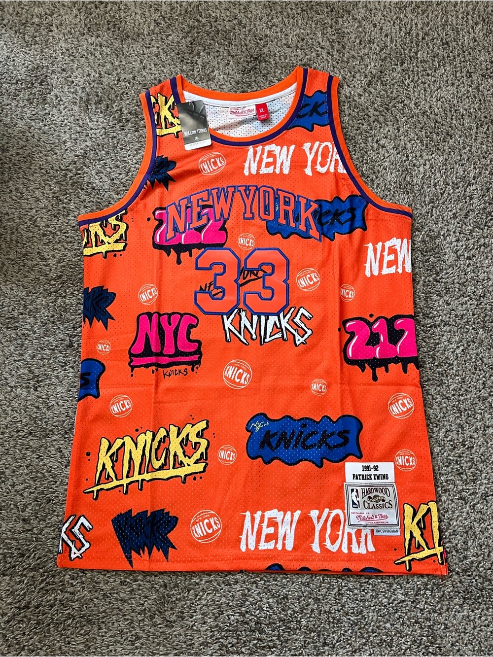 1991-92 Patrick Ewing #33 Knicks Mens Mitchell & Ness Swingman Slap Jersey
